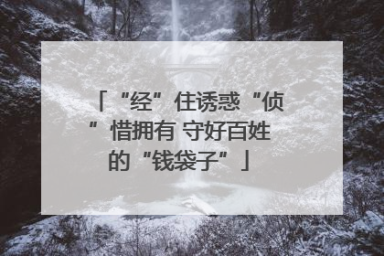 “经”住诱惑“侦”惜拥有 守好百姓的“钱袋子”