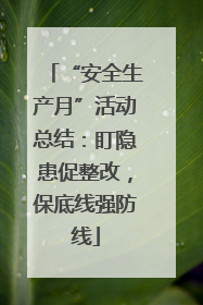 “安全生产月”活动总结：盯隐患促整改，保底线强防线