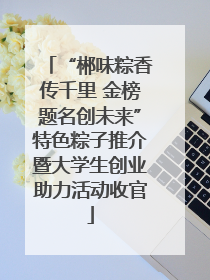 “郴味粽香传千里 金榜题名创未来”特色粽子推介暨大学生创业助力活动收官