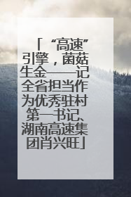 “高速”引擎，菌菇生金——记全省担当作为优秀驻村第一书记、湖南高速集团肖兴旺