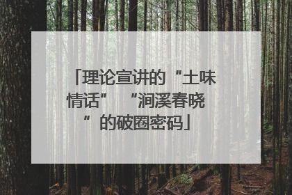 理论宣讲的“土味情话” “涧溪春晓”的破圈密码