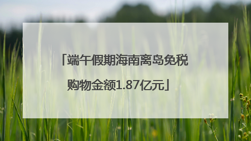 端午假期海南离岛免税购物金额1.87亿元