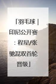 羽毛球｜印尼公开赛：程星/张驰混双首轮晋级