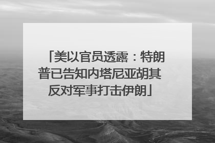 美以官员透露：特朗普已告知内塔尼亚胡其反对军事打击伊朗