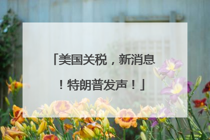 美国关税，新消息！特朗普发声！