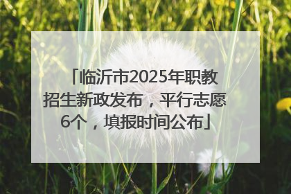 临沂市2025年职教招生新政发布，平行志愿6个，填报时间公布