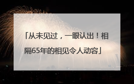从未见过，一眼认出！相隔65年的相见令人动容