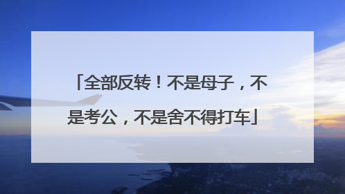 全部反转！不是母子，不是考公，不是舍不得打车
