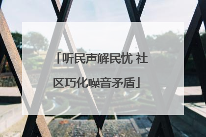 听民声解民忧 社区巧化噪音矛盾