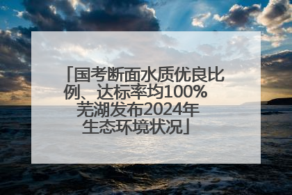 国考断面水质优良比例、达标率均100% 芜湖发布2024年生态环境状况