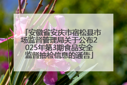 安徽省安庆市宿松县市场监督管理局关于公布2025年第3期食品安全监督抽检信息的通告