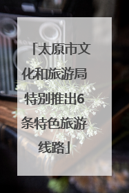 太原市文化和旅游局特别推出6条特色旅游线路