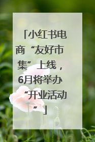 小红书电商“友好市集”上线，6月将举办“开业活动”