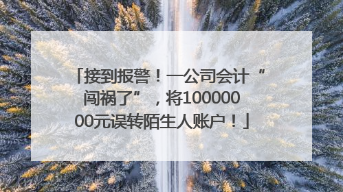 接到报警！一公司会计“闯祸了”，将10000000元误转陌生人账户！
