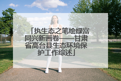 执生态之笔绘绿富同兴新画卷——甘肃省高台县生态环境保护工作综述
