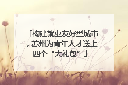 构建就业友好型城市，苏州为青年人才送上四个“大礼包”