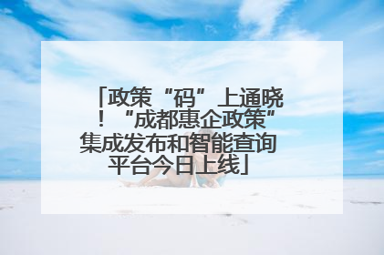 政策“码”上通晓！“成都惠企政策”集成发布和智能查询平台今日上线