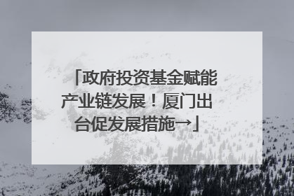 政府投资基金赋能产业链发展！厦门出台促发展措施→