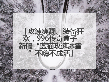 攻速爽翻、装备狂欢，996传奇盒子新服“蓝猫攻速冰雪”不嗨不成活