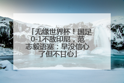 无缘世界杯！国足0-1不敌印尼，范志毅语塞：早没信心了但不甘心