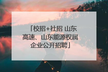 校招+社招 山东高速、山东能源权属企业公开招聘