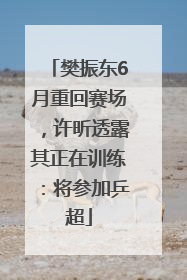 樊振东6月重回赛场，许昕透露其正在训练：将参加乒超