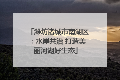 潍坊诸城市南湖区：水岸共治 打造美丽河湖好生态