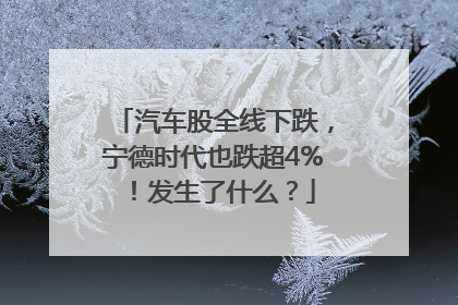 汽车股全线下跌，宁德时代也跌超4%！发生了什么？