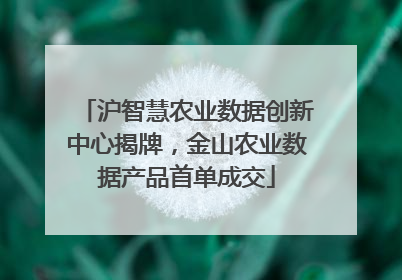 沪智慧农业数据创新中心揭牌，金山农业数据产品首单成交