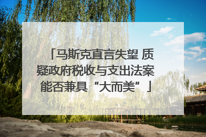 马斯克直言失望 质疑政府税收与支出法案能否兼具“大而美”